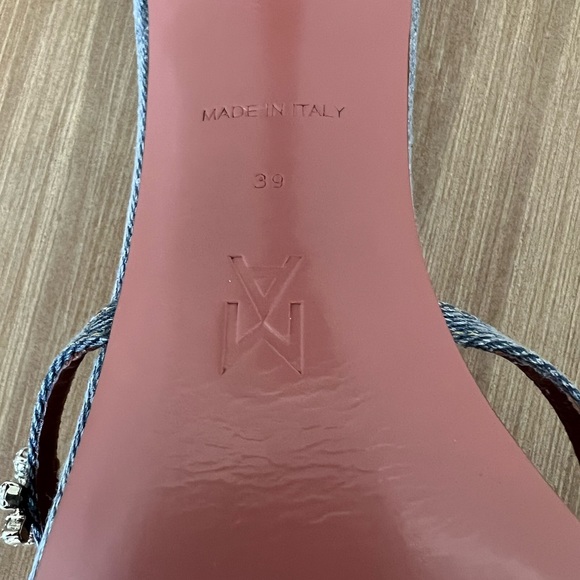 *SOLD* NEW Amina Muaddi Lily Crystal Embellished Slide Sandal (DENIM) SIZE US 9 - Picture 6 of 7